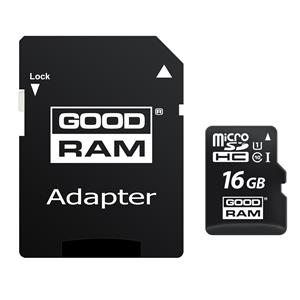 microSD 16GB GOODRAM SDHC c10 UHS-I/U1 M1AA con adattatore 100R/10W