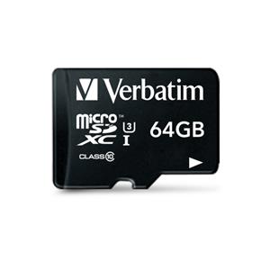 microSD 64GB VERBATIM SDXC C10 UHS-I\U3 V30 PRO con adattatore 90R\45W