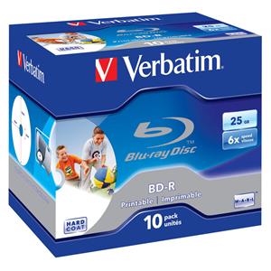BD-R SL 25GB 6x Jewel 1pz VERBATIM InkJet Bianca 22-118