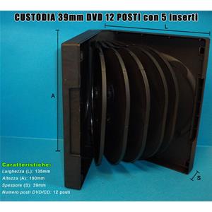 CUSTODIA 39mm DVD 12 posti NERA con 5 inserti