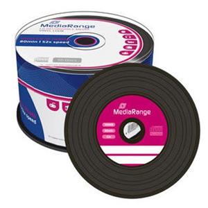 CD-R 700MB 52x Cake 50pz MediaRange Vinile black dye