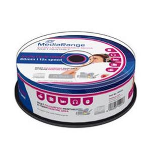 CD-R AUDIO 80min 12x Cake 25pz MediaRange Music InkJet Bianca 23-118
