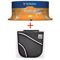 DVD-R 4.7GB 16x Cake 25pz VERBATIM Azo + Borsa 24 posti