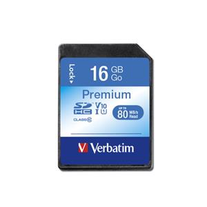 SECURE DIGITAL 16GB VERBATIM SDHC c10 UHS-I\U1 Premium 80R\10W - 533x