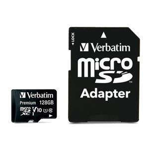 microSD 128GB VERBATIM SDXC c10 UHS-I/U1 con adattatore 90R\10W - 600x
