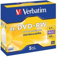 DVD+RW 4.7GB 4x Jewel 5pz VERBATIM SERL ReWritable