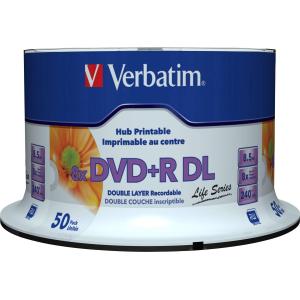 DVD+R DL 8.5GB 8x Cake 50pz VERBATIM Life InkJet Bianca 23-118