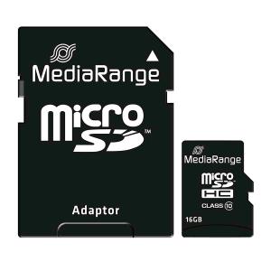 microSD 16GB MediaRange SDHC c10 UHS-I/U1 con adattatore