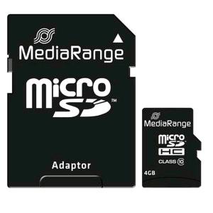microSD 4GB MEDIARANGE SDHC c10 UHS-I/U1 con adattatore