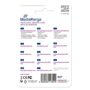 microSD 8GB MEDIARANGE SDHC c10 UHS-I/U1 con adattatore