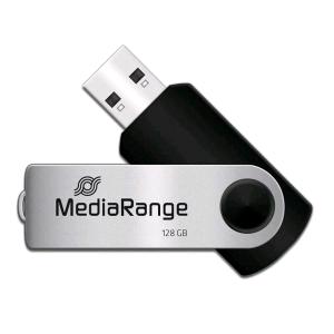 PEN DRIVE 128GB MEDIARANGE USB 2.0 NERA con SWIVEL