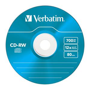 CD-RW 700MB 12x Slim 5pz VERBATIM SERL Colorati ReWritable