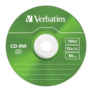 CD-RW 700MB 12x Slim 5pz VERBATIM SERL Colorati ReWritable