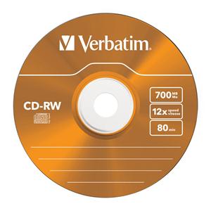 CD-RW 700MB 12x Slim 5pz VERBATIM SERL Colorati ReWritable