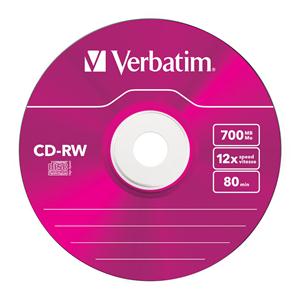 CD-RW 700MB 12x Slim 5pz VERBATIM SERL Colorati ReWritable