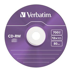 CD-RW 700MB 12x Slim 5pz VERBATIM SERL Colorati ReWritable