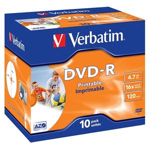 DVD-R 4.7GB 16x Jewel 1pz VERBATIM Azo Stampabile Bianca 21-118 IDbrand