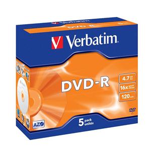 DVD-R 4.7GB\120min 16x Jewel 1pz VERBATIM Azo