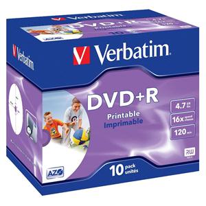 DVD+R 4.7GB 16x Jewel 1pz VERBATIM Azo Stampabile Bianca 21-118 IDbrand