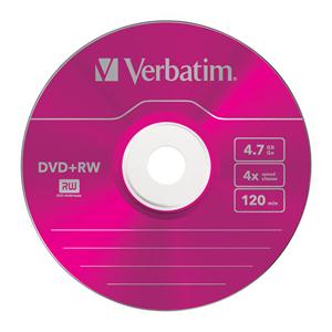 DVD+RW 4.7GB 4x Slim 5pz VERBATIM ColorMix SERL ReWritable