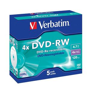 DVD-RW 4.7GB\120min 4x Jewel 1pz VERBATIM SERL ReWritable