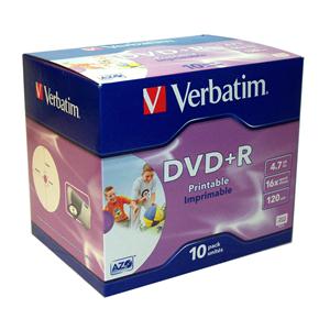 DVD+R 4.7GB 16x Jewel 10pz VERBATIM Azo InkJet Bianca 21-118 ID Brand