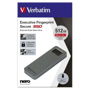 EXECUTIVE FINGERPRINT SECURE SSD USB 3.2 GEN 1 512GB GREY