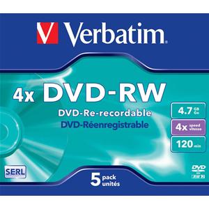 DVD-RW 4.7GB 4x Jewel 5pz VERBATIM SERL ReWritable