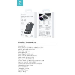 Devia Power Bank 10.000 mAh con due cavi 22,5W Carica rapida Avori