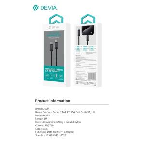 Cavo Devia da Tipo-C a Lightning PD 27W Alta velocita 1 Metr