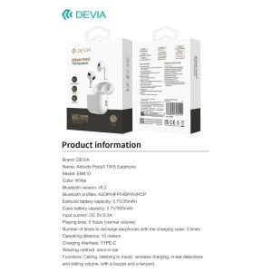 Devia Auricolari Airbuds Pods3 TWS EM410 BT 5.3 Carica Wireless Bianchi