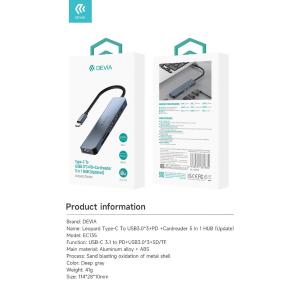 Devia Leopard Type-C a USB3.0*3+PD +lettore di schede 5 in 1 HUB