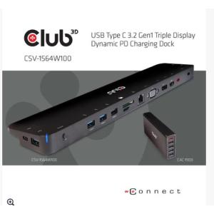 CLUB3D USB TYPE C 3.2 GEN 1 TRIPLE DISPLAY DYNAMIC PD CHARGING 100W